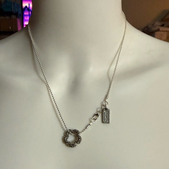 Coach Dainty Floating Tea Rose Zirconia Pendant .925 Sterling Silver Necklace - Picture 3 of 9